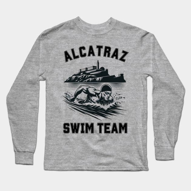 Alcatraz Swim Team | Funny Swim Team Swimming Logo Long Sleeve T-Shirt by blueduckstuff